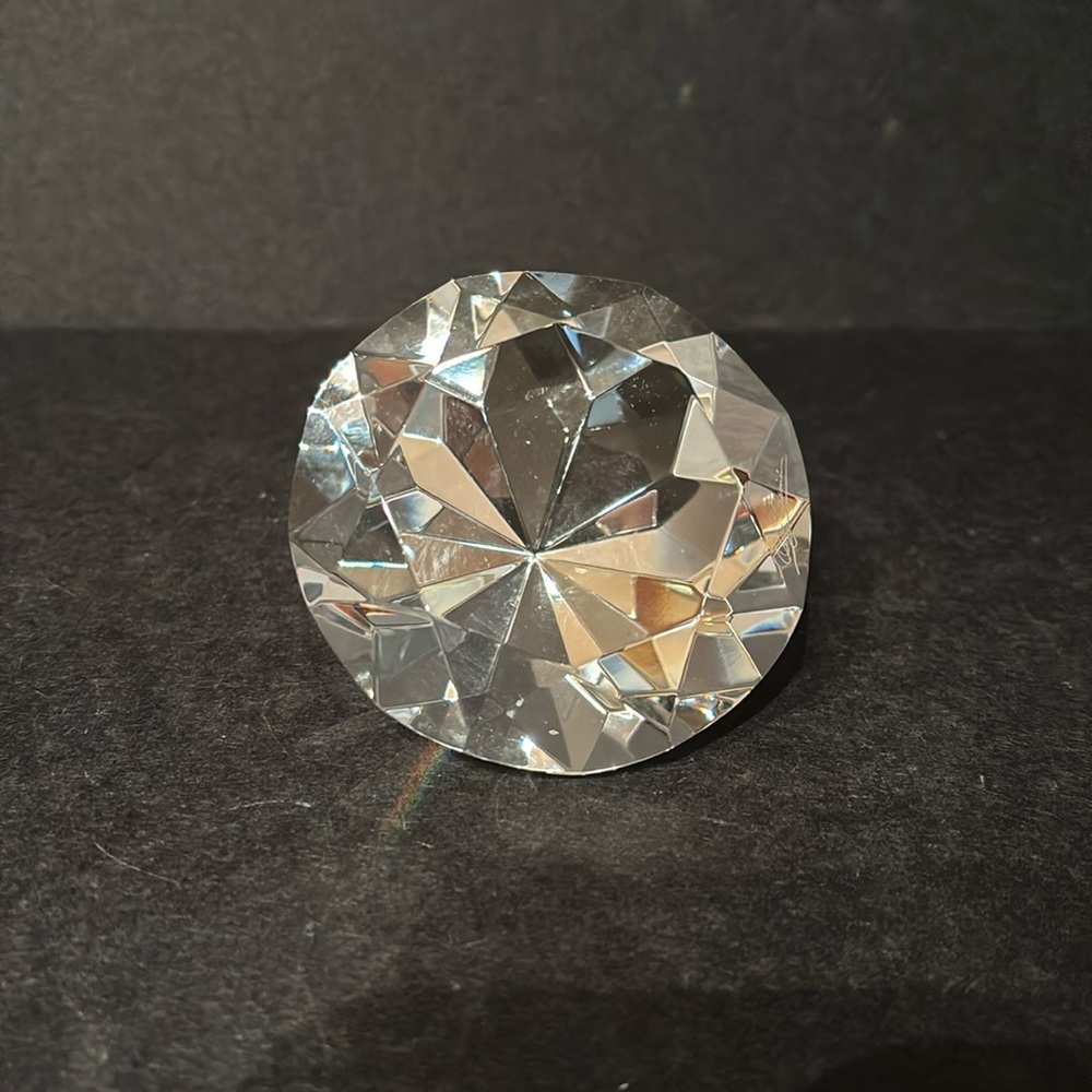 Oleg Cassini signed Gem crystal paperweight